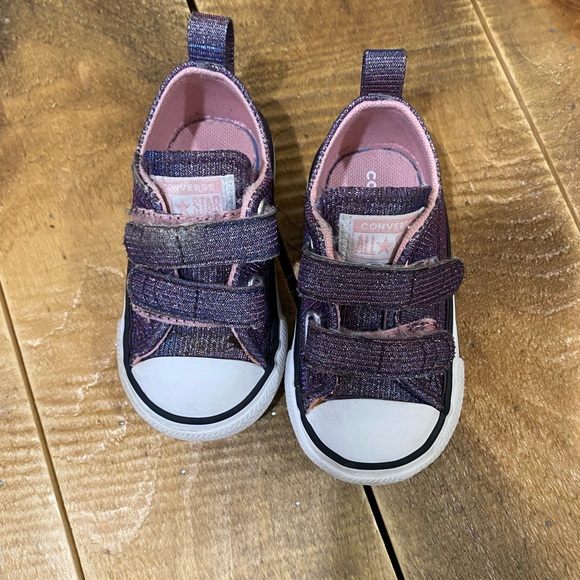 Converse infant glitter Velcro purple/pink sneakers size 4 - GUC - Picture 9 of 9
